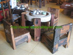 船木家具 石磨茶幾產品大圖 品尚軒古船木藝術家具廠